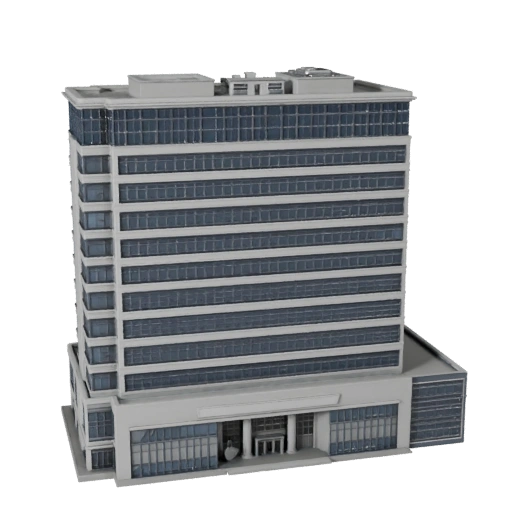 Hohes Poly Regierungsbürogebäude 3D-Modell für Archviz