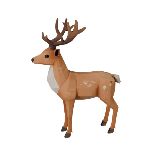 Modelo 3D Ciervo Poligonal Bajo - Asset de Juego para Unity con FBX | Libre de Regalías