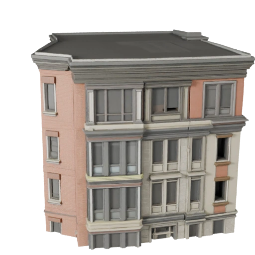 Modèle 3D de Façade Ornée Stylisée - Asset de Jeu pour l'Architecture
