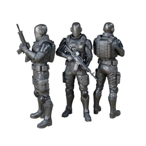 Modello Personaggio Soldato Sci-Fi Indurito dalla Battaglia - Modellato