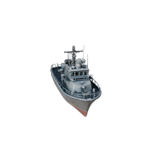 Hohes Poly Oldtimer-Patrouillenboot 3D-Modell für Studio-Renderings
