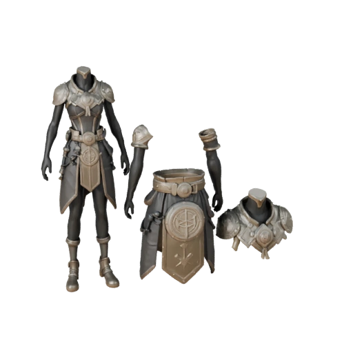 Modelo de Personaje Guerrero de Campo de Fantasía - Articulado