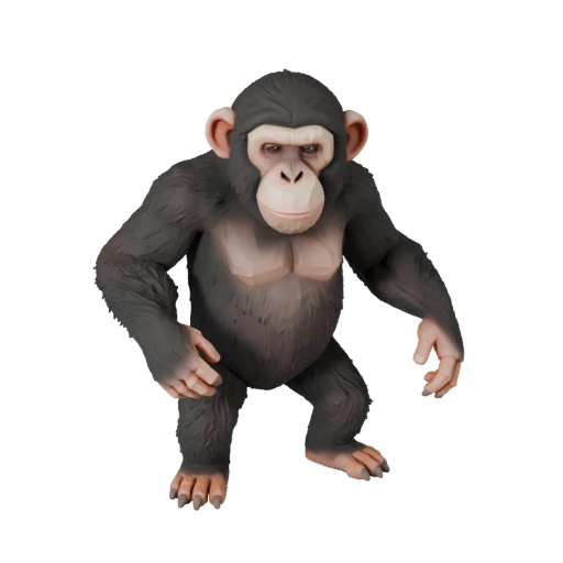 Low Poly Schimpanse 3D Modell - Unity Game Asset mit FBX | PBR