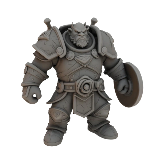 Miniatura STL de Guerreiro Anão de Fantasia - Defensiva