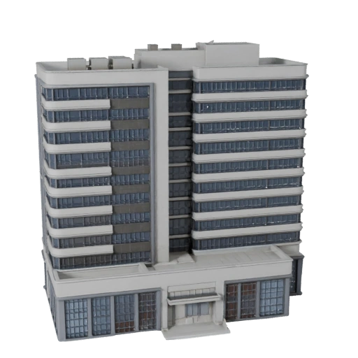 Stilisierte Regierungsbürogebäude 3D-Modell - Spiel-Asset
