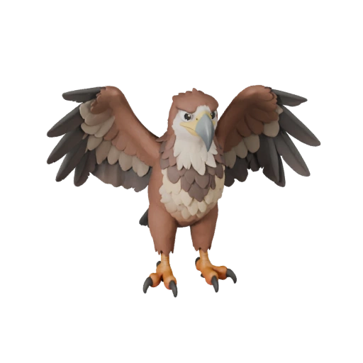 Modelo 3D de Águila Harpía Caricatura - Activo Estilizado para Animación