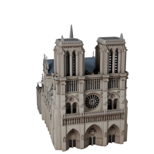 Catedral de Notre Dame poligonal bajo 3D para Juegos y RV