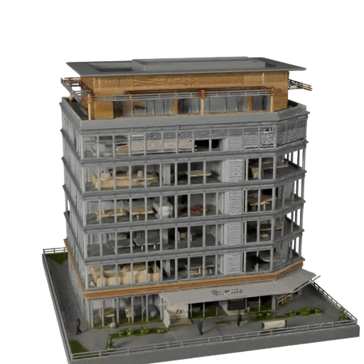 Bâtiment de bureau de coworking imprimable STL Modèle 3D - Actif d'échelle