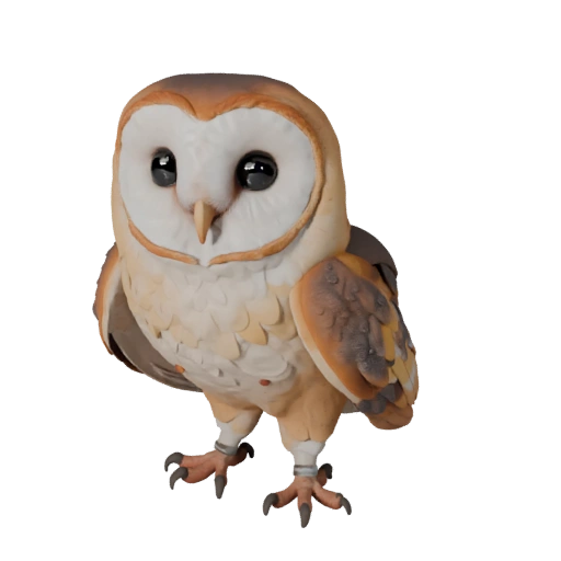 Cartoon Schleiereule 3D Modell - Stilisierte Asset für Animation | PBR