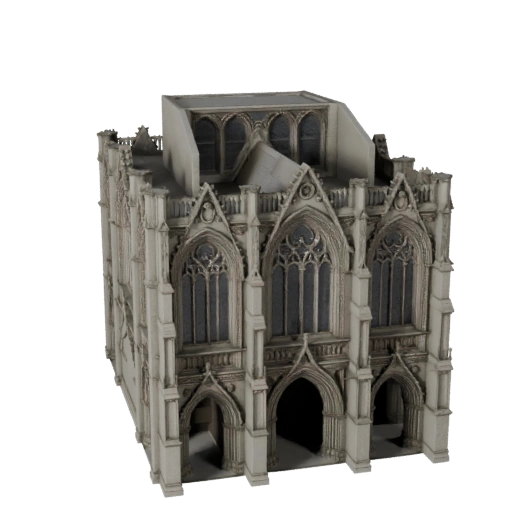 Modelo 3D de Fachada Gótica - Activo Realista de Archviz para Arquitectura