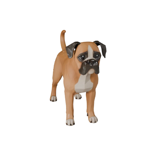 Low Poly Boxer Hund 3D Modell - Unity Game Asset mit FBX | PBR