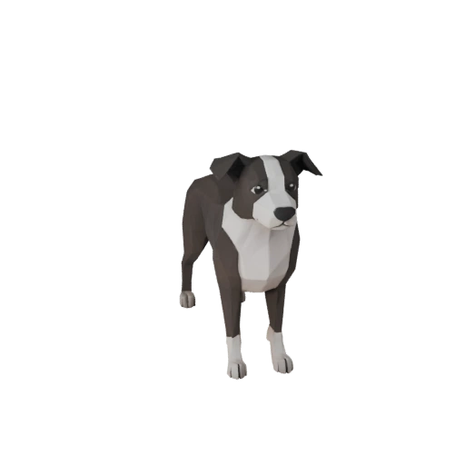 Modelo 3D Perro Border Collie Poligonal Bajo - Asset de Juego para Unity con FBX