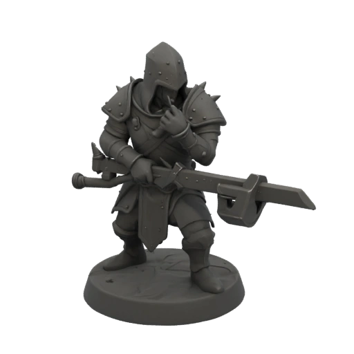 Mittelalterliche Zwergen-Assassinen-Miniatur STL - Zielhaltung