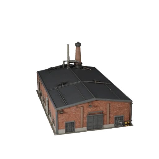 Modèle 3D de Bâtiment d'Usine Low Poly pour Actif de Jeu Temps Réel
