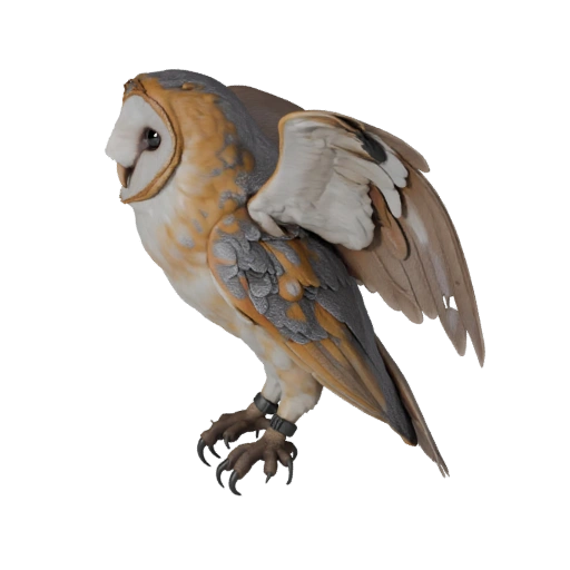 Realistische Schleiereule 3D-Modell - Rigged PBR Asset für Spiele | PBR
