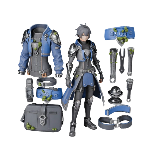 Modèle de personnage d'assassin cobalt anime - monté