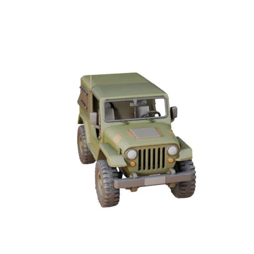Modelo 3D de Jeep Militar de Caricatura - Activo Estilizado para Juegos