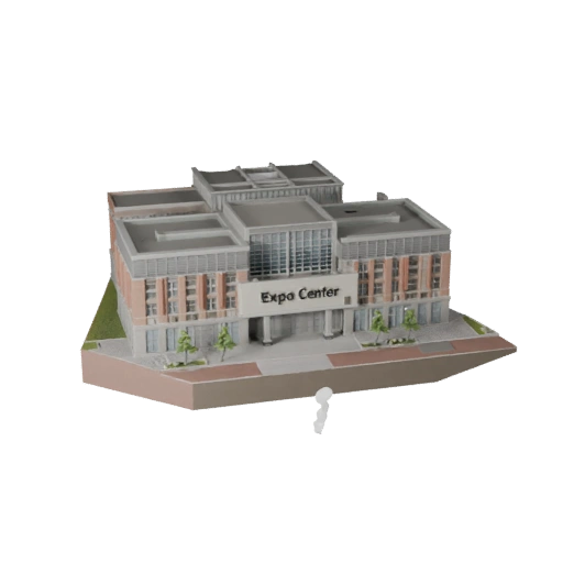 Modello 3D Centro Espositivo Stilizzato - Asset di Gioco per Architettura