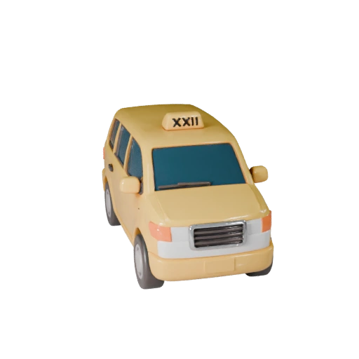 Modèle 3D de Taxi Dessin Animé pour Jeux Stylisés Actif PBR