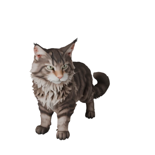 Cartoon Maine Coon 3D Modell - Stilisierte Asset für Animation