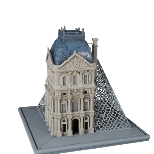 Pirâmide do Louvre Modelo 3D - Ativo Realista de Archviz para Arquitetura