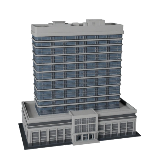Low Poly Regierungsbürogebäude 3D-Modell für Spiele & VR