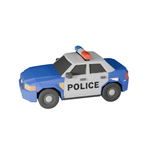 Low Poly Polizeiauto 3D Modell für Unity & Unreal PBR Asset (Legacy)