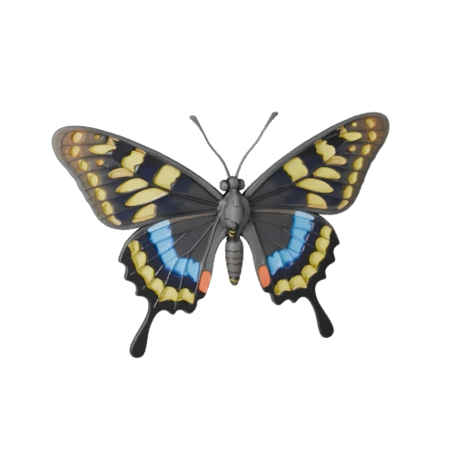 Modèle 3D de Papillon Porte-Queue Dessin Animé - Asset Stylisé
