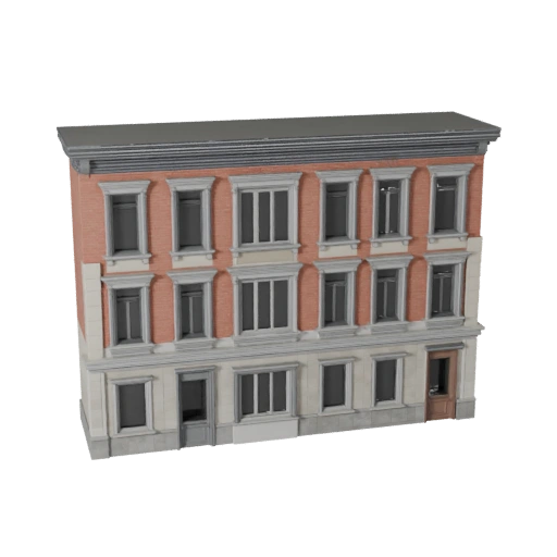 Kit de Fachada Modular de Calle Poligonal Bajo 3D para Juegos y RV