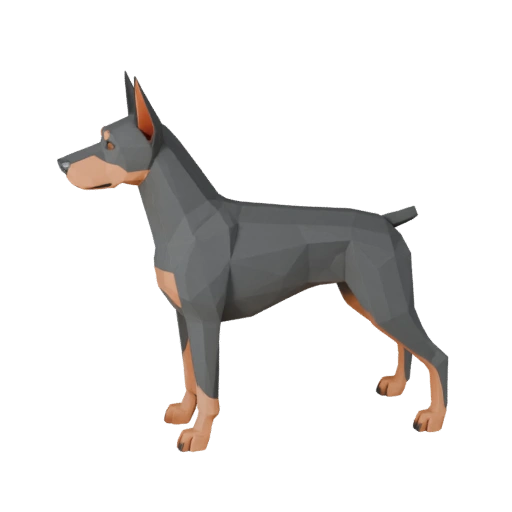 Low Poly Dobermann Pinscher Hund 3D Modell - Unity Game Asset mit FBX