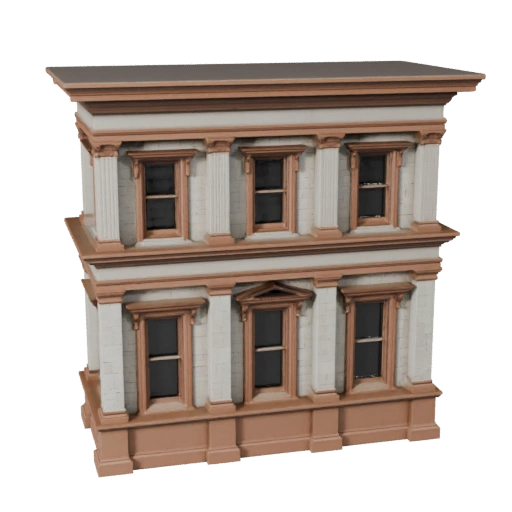 Modèle 3D de Façade Classique Haute Poly pour Archviz Architectural