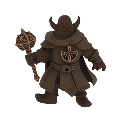 Miniatura STL de Clérigo Anão de Fantasia - Defensiva