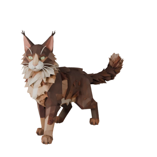 Low Poly Maine Coon 3D Modell - Unity Game Asset mit FBX | PBR