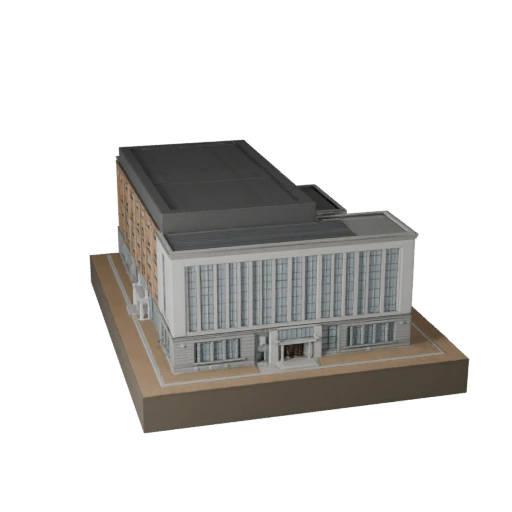 Stilisiertes Museumsgebäude 3D-Modell - Spiele-Asset für Architektur