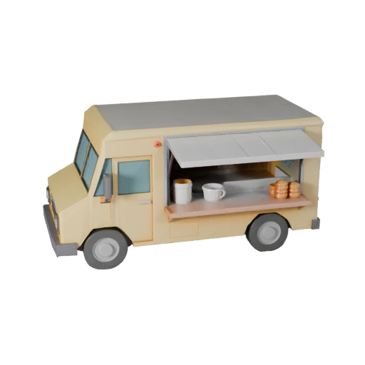 Modello 3D Low Poly Food Truck per Unity & Unreal PBR Asset (Legacy)