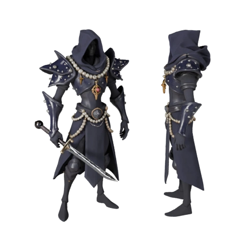 Modelo de Personaje Sectario Blindado de Fantasía Oscura - Articulado