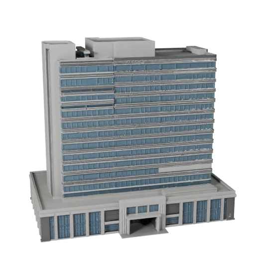 Complexe de bureaux commercial low poly 3D pour jeux et RV