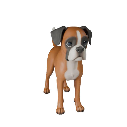 Cartoon Boxer Hund 3D Modell - Stilisierte Asset für Animation | PBR