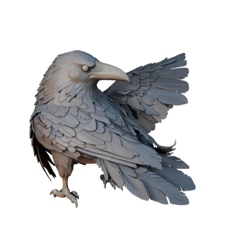 Hohe Poly Krähe 3D-Modell - Detailliertes STL-Asset für den Druck | PBR