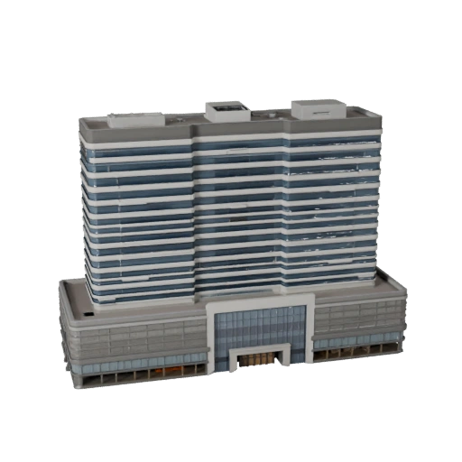 Edificio de Atrio de Oficina de Alto Poligonaje 3D para Visualización Arquitectónica