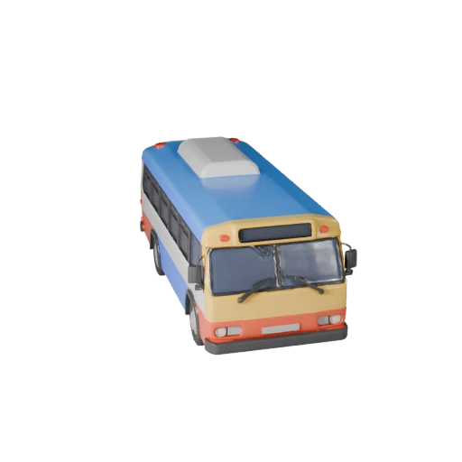 Modèle 3D de Bus Urbain Dessin Animé pour Jeux Stylisés Actif PBR