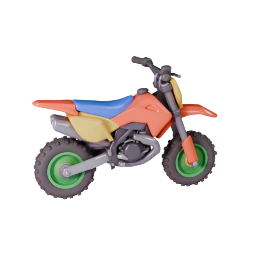 Cartoon Motocross-Motorrad 3D-Modell für stilisierte Spiele PBR-Asset