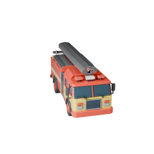Camion dei pompieri cartone animato 3D per giochi stilizzati Asset PBR