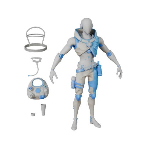 Modello Personaggio Commerciante NPC Arcane Cyberpunk - Rigging