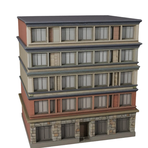 Modèle 3D de Façade en Pierre Stylisée - Asset de Jeu pour l'Architecture