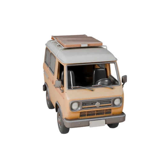 Modèle 3D de Van Rétro Prêt pour le Jeu pour Utilisation en Temps Réel Actif PBR (Legacy)