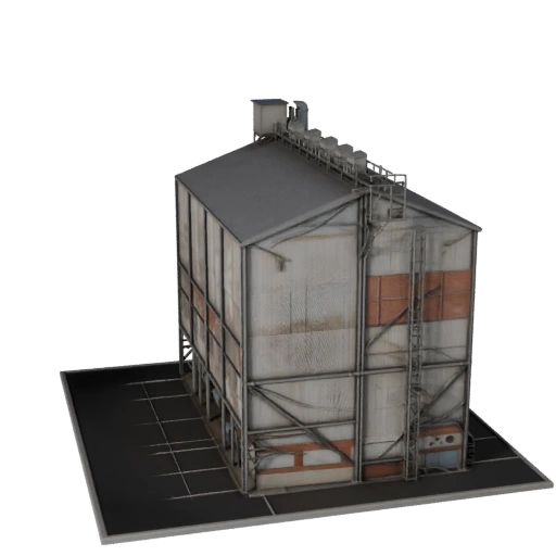 Modello 3D di Silo di Grano Stilizzato - Asset di Gioco per Architettura