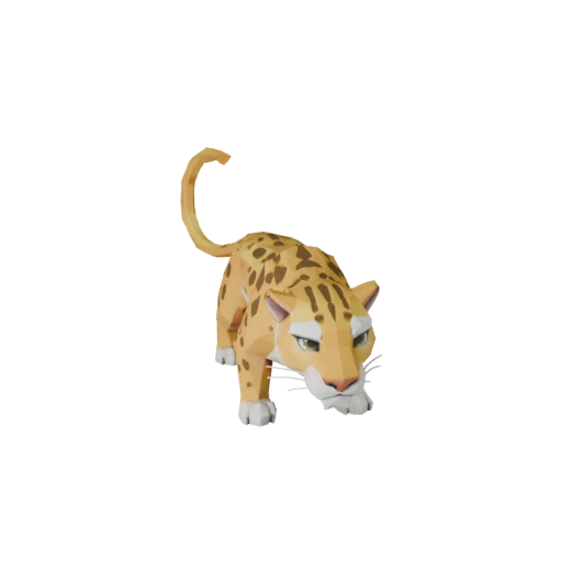 Modelo 3D de Leopardo Baixo Poli - Asset para Jogos Unity com FBX | Livre de Royalties