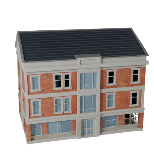 Casa Suburbana Poligonal Baja 3D para Activo de Juego en Tiempo Real