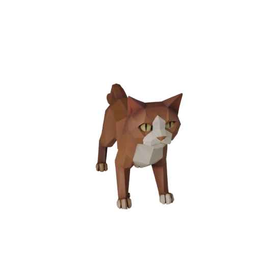 Modelo 3D de Gato Ragdoll Poligonal Bajo - Asset de Juego para Unity con FBX | PBR